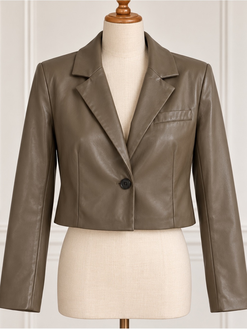 Avec Les Filles olive green faux leather jacket